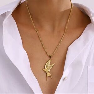 Swallow Peace Bird 18k Gold Stainless Steel Necklace